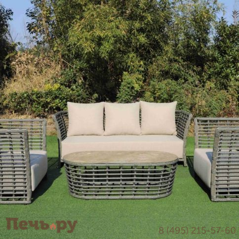 4SiS Валенсия диван из искусственного ротанга трехместный, цвет серый фото 5