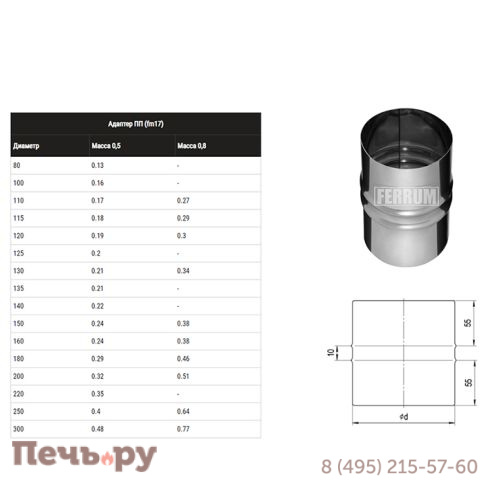 Адаптер ПП Феррум 120мм (AISI 430 0,5 мм) Уцененный фото 2