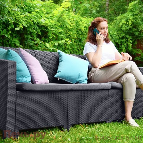 Диван трехместный Gardeck Arizona b:rattan, антрацит (3-х местная подушка) фото 4