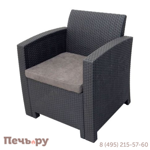 Кресло Gardeck Arizona b:rattan (2шт.), антрацит (2 подушки) фото 2