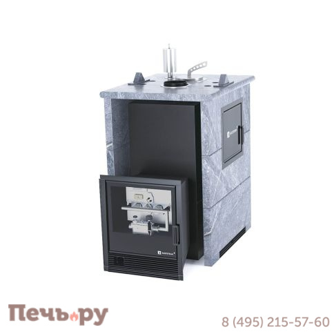 Банная печь ИзиСтим Анапа М2 в трехстороннем кожухе Талькохлорит с газовой горелкой фото