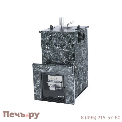 Банная печь ИзиСтим Анапа в полноценном кожухе Пироксенит с боковым подключением и с газовой горелкой фото 2