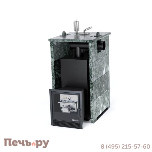Банная печь ИзиСтим Анапа в полноценном кожухе Пироксенит с боковым подключением и с газовой горелкой фото 3