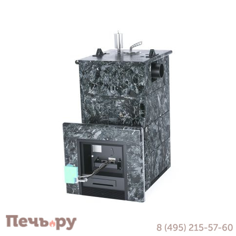Банная печь ИзиСтим Анапа в полноценном кожухе Пироксенит с боковым подключением и с газовой горелкой фото