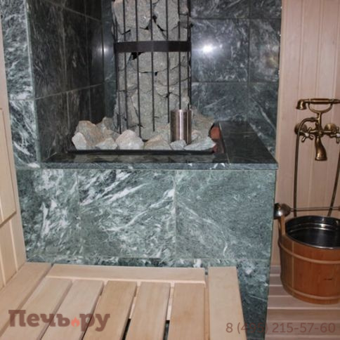 Банная печь ИзиСтим Геленджик-М2 в кожухе из змеевика с открытым верхом фото 3