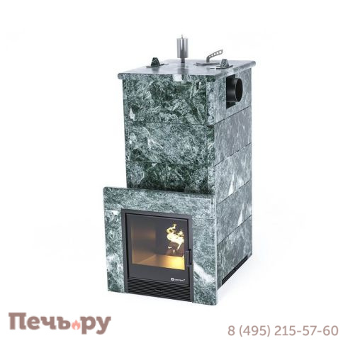 Банная печь ИзиСтим Геленджик с боковым подключением в кожухе из змеевика фото