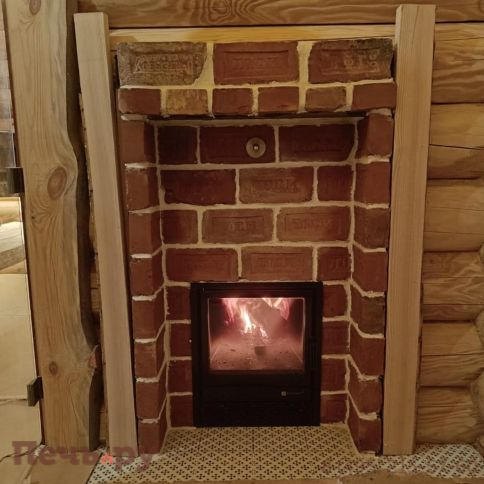 Банная печь ИзиСтим Геленджик в трехстороннем кожухе Талькохлорит с открытым верхом, с газовой горелкой фото 3