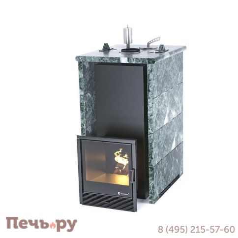 Банная печь ИзиСтим Геленджик в трёхстороннем кожухе из змеевика фото