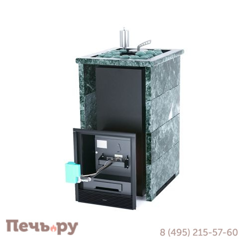 Банная печь ИзиСтим Сочи в трехстороннем кожухе Змеевик с открытым верхом с газовой горелкой фото 2