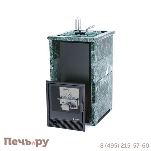 Банная печь ИзиСтим Сочи в трехстороннем кожухе Змеевик с открытым верхом с газовой горелкой фото