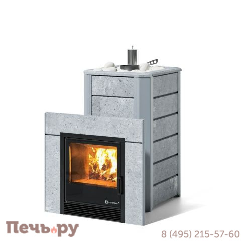 Банная печь ИзиСтим Ялта 15 в кожухе из природного камня фото