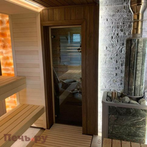 Банная печь ИзиСтим Ялта 40 в кожухе из природного камня с газовой горелкой фото 7