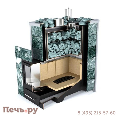 Банная печь ИзиСтим Ялта 40 в кожухе из природного камня с газовой горелкой фото 9