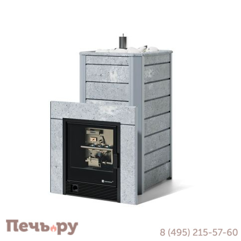 Банная печь ИзиСтим Ялта 40 в кожухе из природного камня с газовой горелкой фото