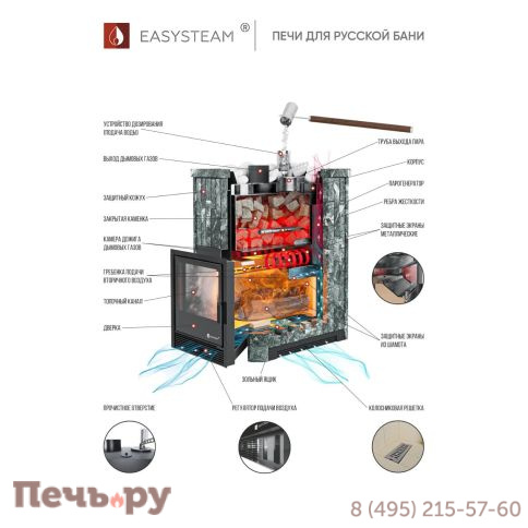 Банная печь ИзиСтим Южная 22 с закрытым верхом фото 4