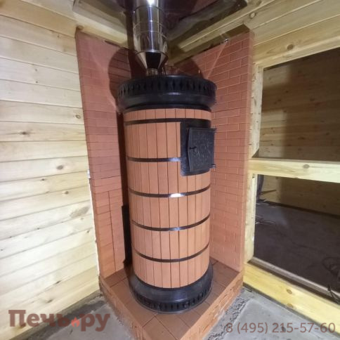 Банная печь КДМ Русская баня с закрытой каменкой в кирпичной облицовке фото 3