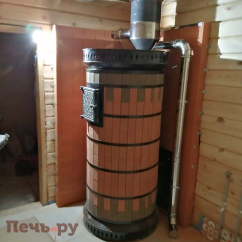 Банная печь КДМ Русская баня с закрытой каменкой в кирпичной облицовке фото 4