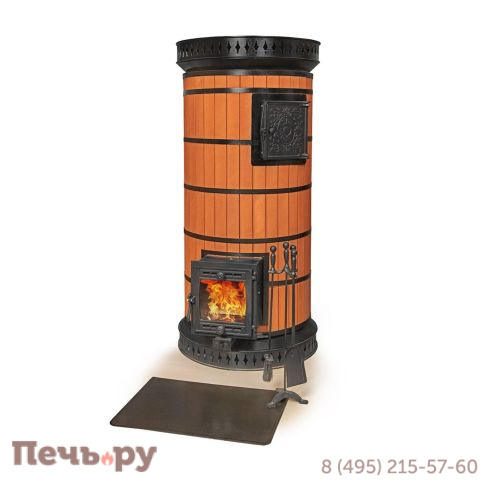 Банная печь КДМ Русская баня с закрытой каменкой в кирпичной облицовке фото
