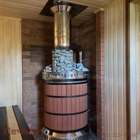 Банная печь КДМ Русская баня в кирпичной облицовке фото 6