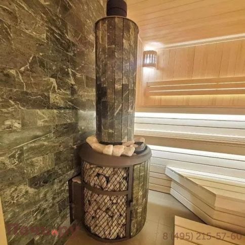 Банная печь Прометалл Атмосфера L КТТ с комбинированной облицовкой фото 16