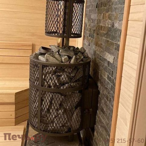 Банная печь Прометалл Атмосфера L с сеткой нержавейкой фото 27