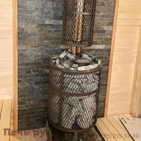 Банная печь Прометалл Атмосфера М (Мини) с сеткой нержавейкой фото 23