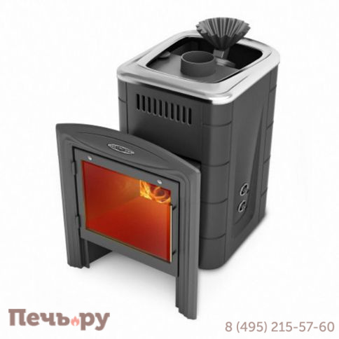 Банная печь ТМФ Гейзер Мини 2016 Inox Витра ЗК ТО антрацит фото