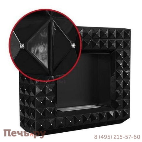 Биокамин Kratki Egzul Swarovski, черный глянец фото