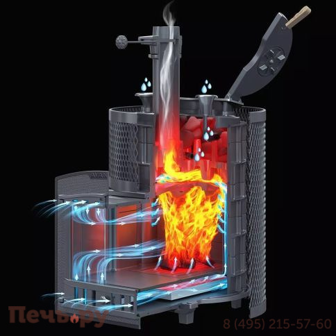 Чугунная банная печь GFS Авангард 24 (П2) в круглой сетке фото 2