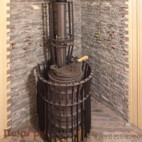 Чугунная банная печь GFS Авангард ЗК 25 (П2) Ураган в сетке Тюльпан фото 9