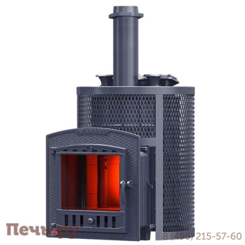 Чугунная банная печь GFS Авангард ЗК 35 (П2) Ураган в круглой сетке фото