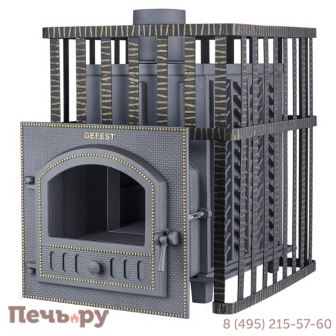 Чугунная банная печь GFS  в сетке 35М (ПБ-02 МС) фото