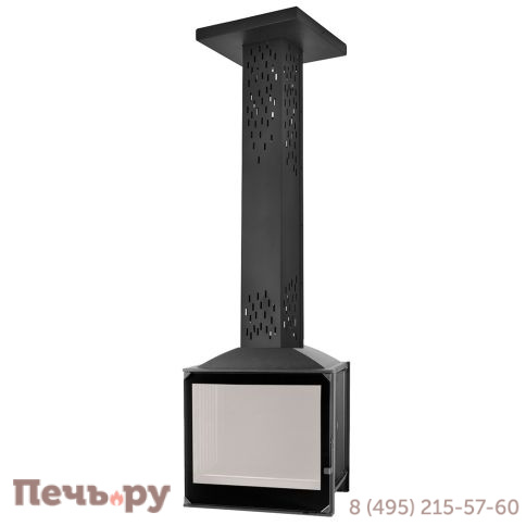 Чугунный камин Liseo Castiron LCI 5 GF BG Sky, черное стекло фото