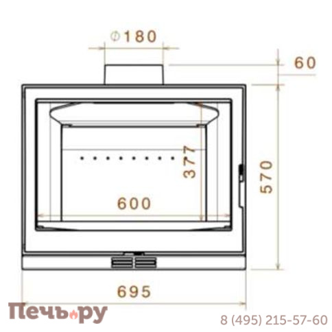 Чугунный камин Liseo Castiron LCI 7 GLR Wall, два боковых стекла фото 2