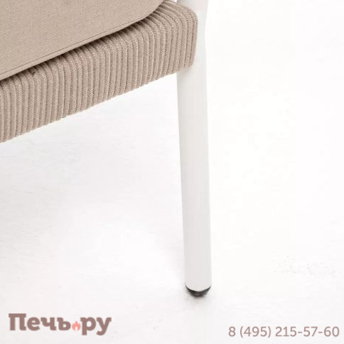 Диван 2-местный плетеный из роупа 4SiS Диего, каркас алюминий белый муар, роуп бежевый круглый, ткань бежевая 052 фото 8