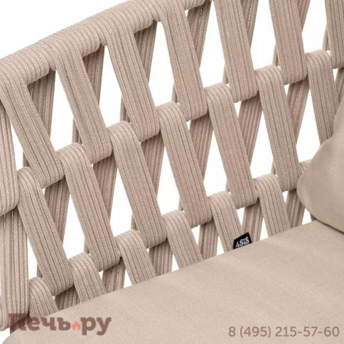 Диван 2-местный плетеный из роупа 4SiS Диего, основание дуб, каркас алюминий светло-серый (RAL7035) шагрень, роуп бежевый круглый, ткань бежевая 15052 фото 4