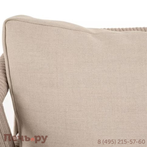 Диван 2-местный плетеный из роупа 4SiS Диего, основание дуб, каркас алюминий светло-серый (RAL7035) шагрень, роуп бежевый круглый, ткань бежевая 15052 фото 7