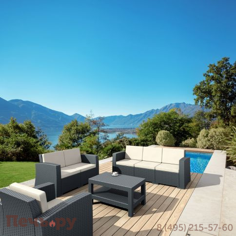 Диван пластиковый плетеный трехместный с подушками Siesta Contract Monaco Lounge XL фото 6