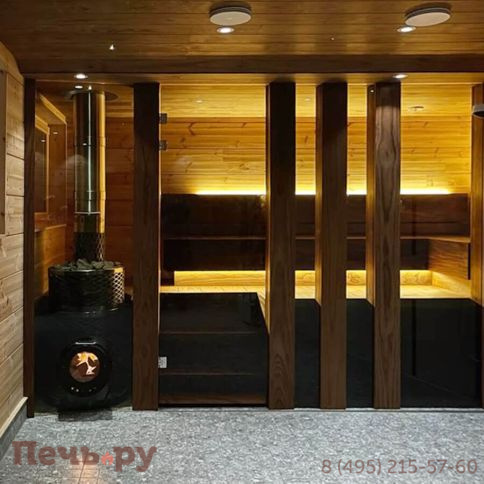Дровяная печь для сауны IKI Loyly 2025 со стеклянной дверцей фото 7