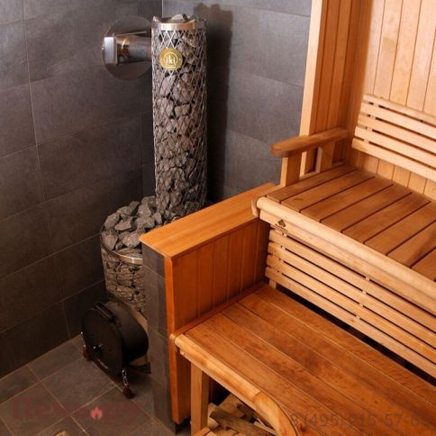 Дровяная печь для сауны IKI Maxi Plus со стальной дверцей смайл фото 2