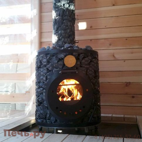 Дровяная печь для сауны IKI Maxi Plus со стеклянной дверцей фото 4