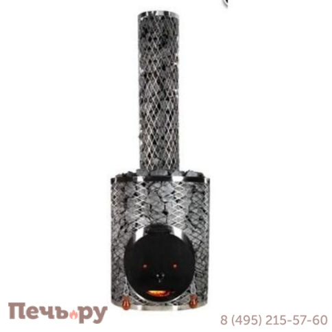 Дровяная печь для сауны IKI Original Plus со стальной дверцей смайл фото