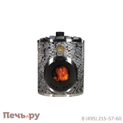 Дровяная печь для сауны IKI Original со стальной дверцей смайл фото