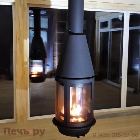 Дровяной камин Traforart Central Arlet черный, высокое стекло фото 5