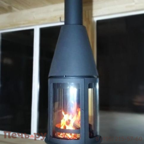 Дровяной камин Traforart Central Arlet черный, высокое стекло фото 6