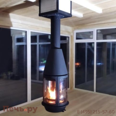 Дровяной камин Traforart Central Arlet черный, высокое стекло фото 7