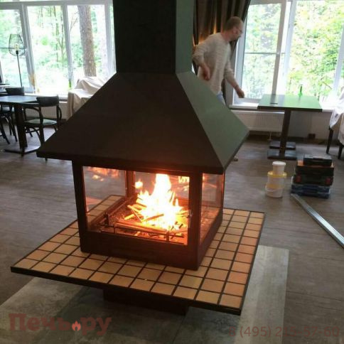 Дровяной камин Traforart Vulcano Central (Вулкано) керамика со стеклом фото 4