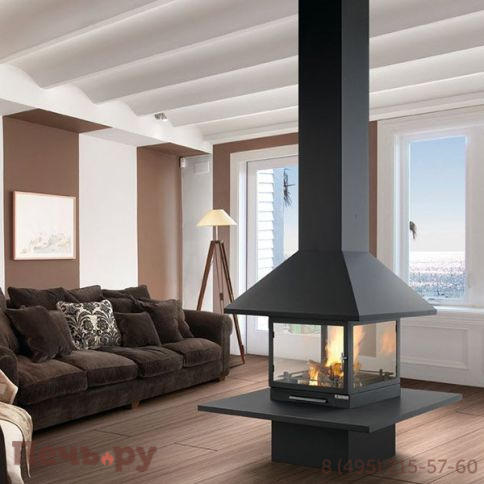 Дровяной камин Traforart Vulcano Central (Вулкано) со стеклом фото