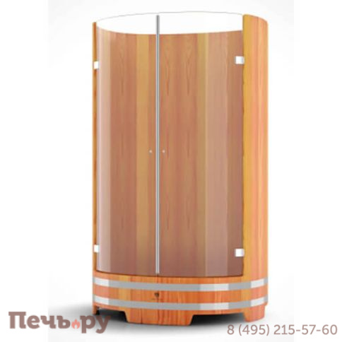 Душевая кабина BentWood из дерева со стеклянными дверцами, 0,95Х1,2 H=2,0, лиственница, толщина - 28 мм. фото