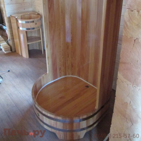 Душевая кабина BentWood с держателем для шторки, лиственница, толщина - 28 мм. фото 4